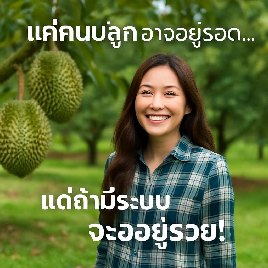 หญิงสาวในสวนทุเรียนสดใส